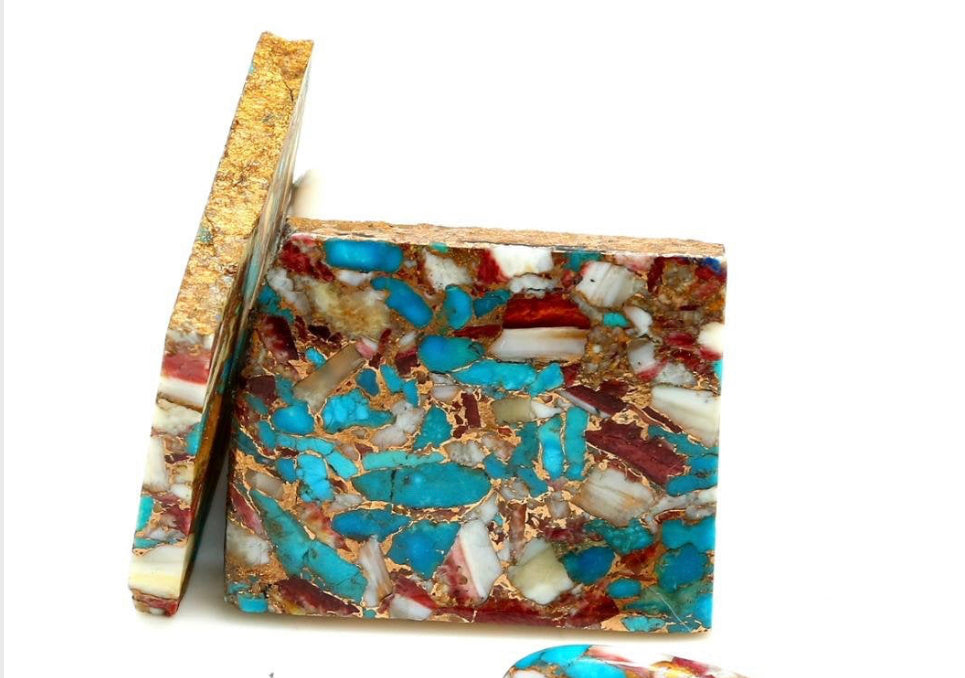 Diamond and Turquoise pendant alternate angle showing natural stone variation