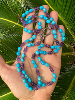 32" Campitos Turquoise and Purple Amethyst Necklace | Ulka Rocks
