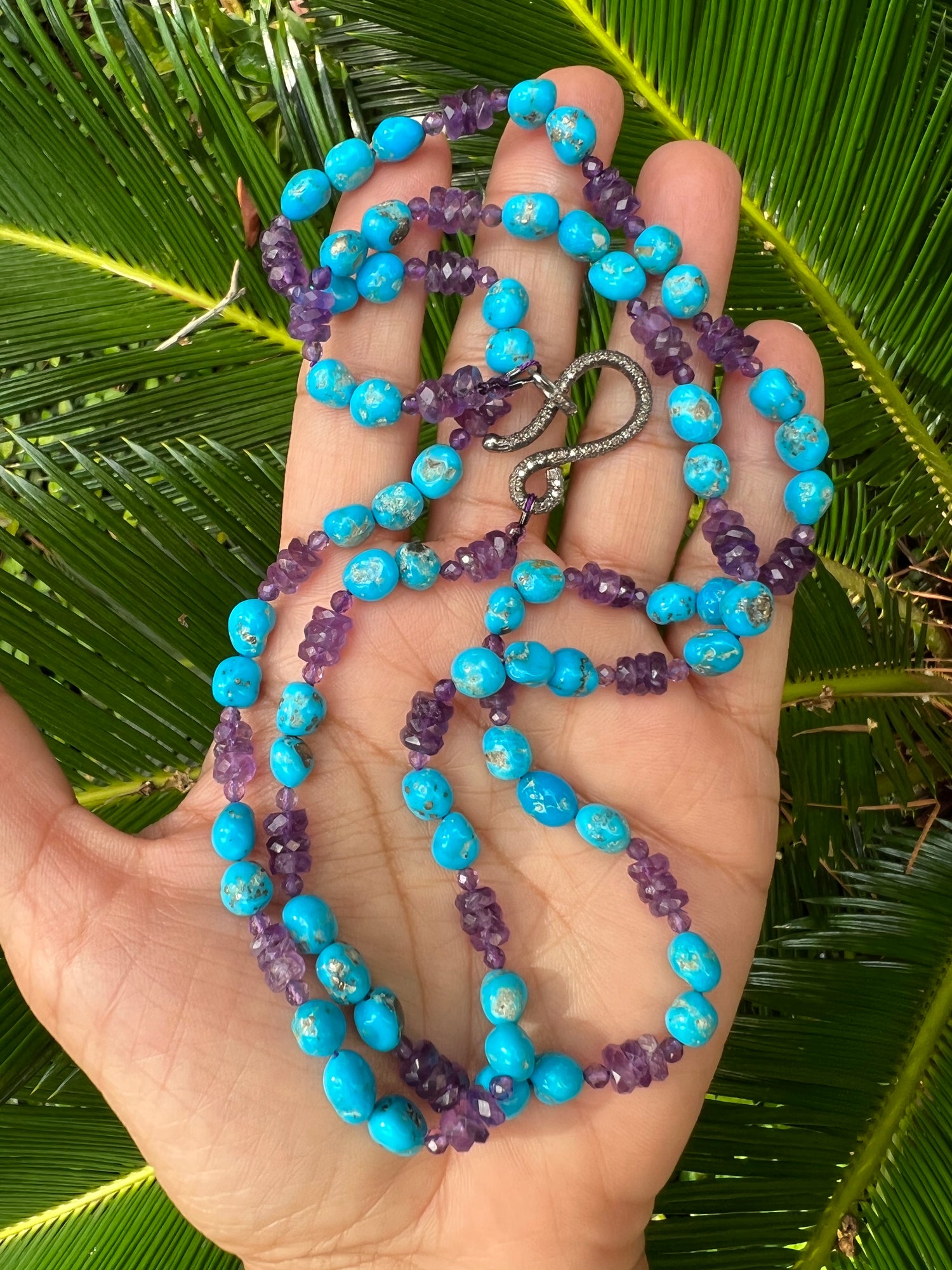32" Campitos Turquoise and Purple Amethyst Necklace | Ulka Rocks