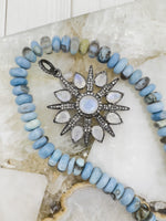 Blue Moonstone Teardrop Starburst Koss Pendant | Ulka Rocks