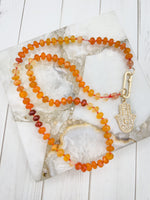 Helotes Prestige Collection - Ombre Fire Orange Opal 18" Necklace with 14K Gold Clasp | Ulka Rocks