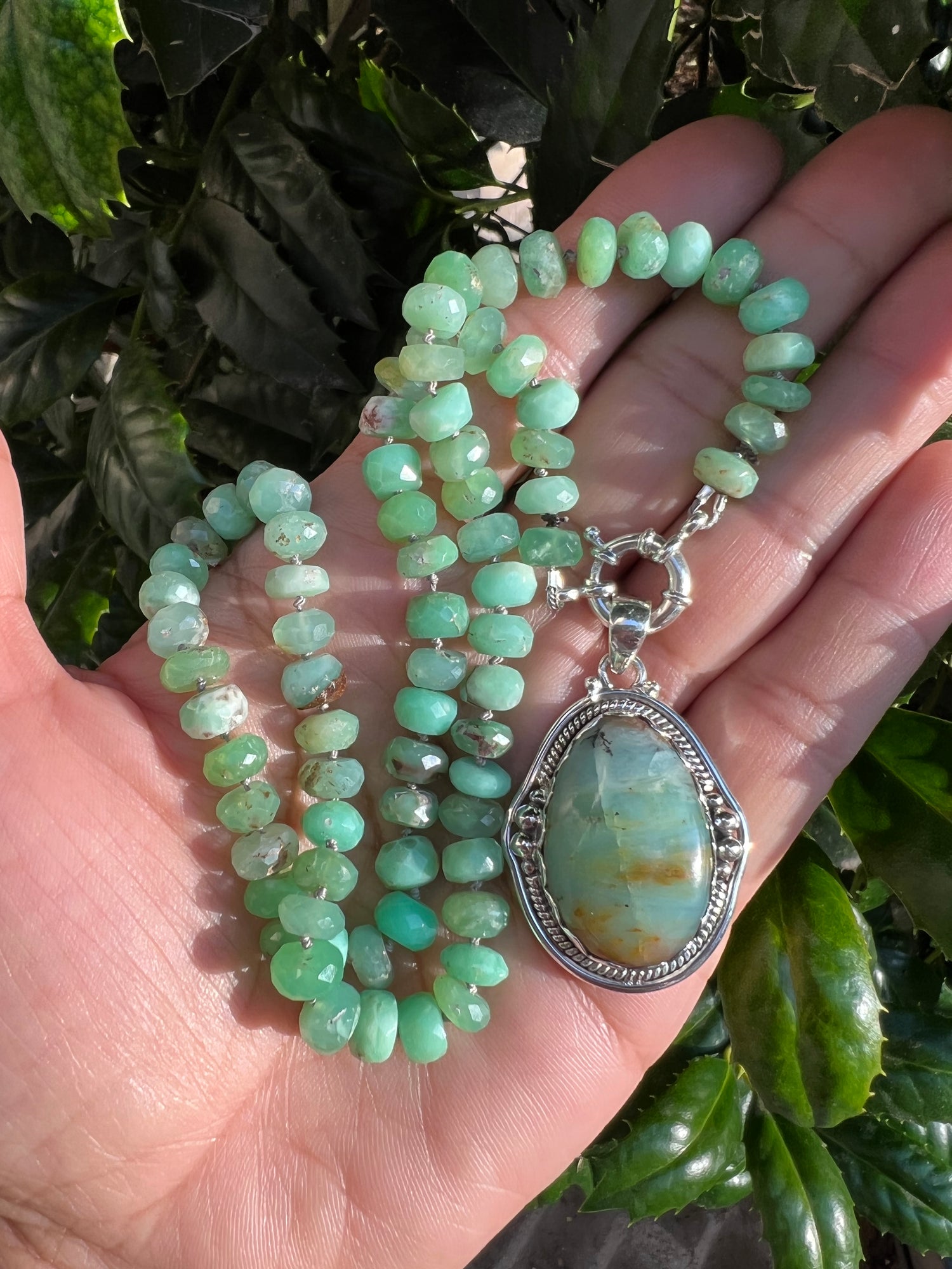 Cresson Collection - Chrysoprase Necklace and Peruvian Green Opal Pendant | Ulka Rocks