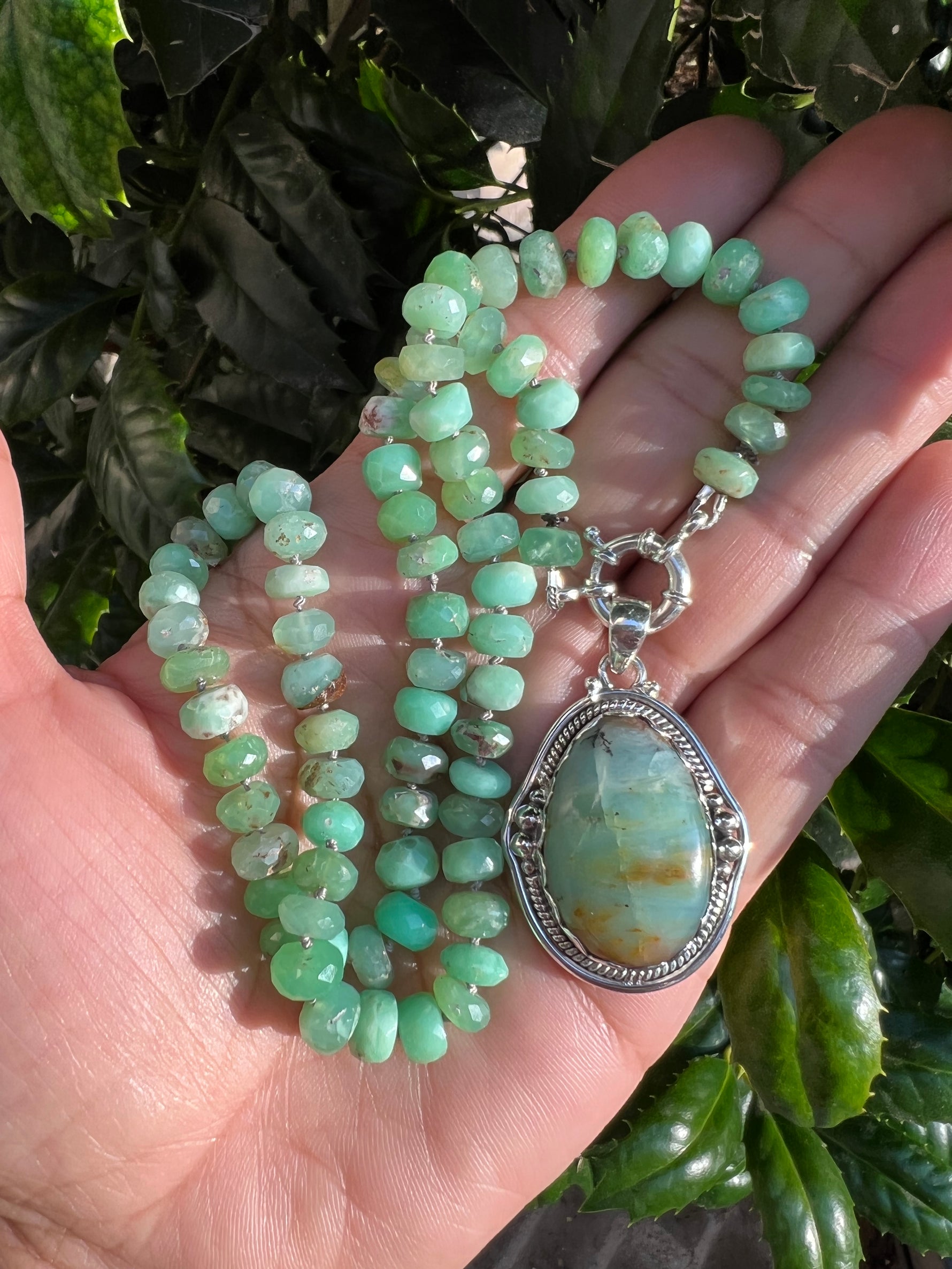 Cresson Collection - Chrysoprase Necklace and Peruvian Green Opal Pendant | Ulka Rocks