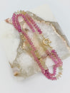 Helotes Prestige Collection - Pink and Champagne Sapphire 22” Necklace with 14k Clasp