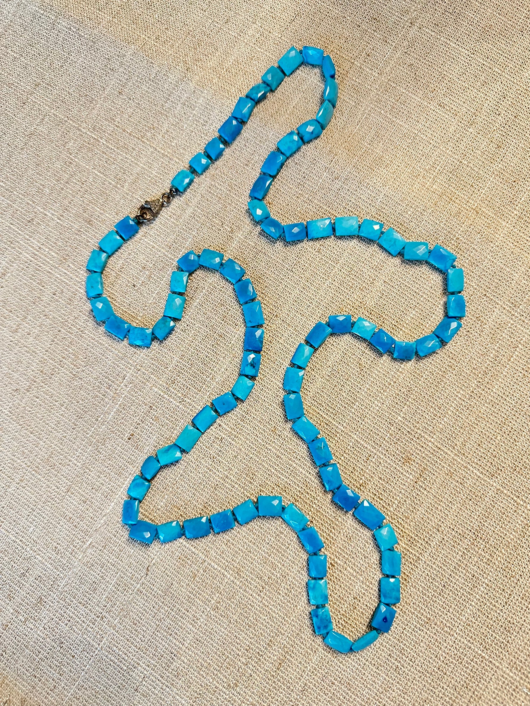 38" Turquoise Sterling Silver Necklace | Ulka Rocks