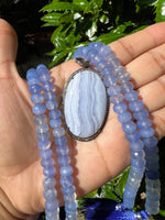 Blue Lace Blue Agate Koss Pendant | Ulka Rocks