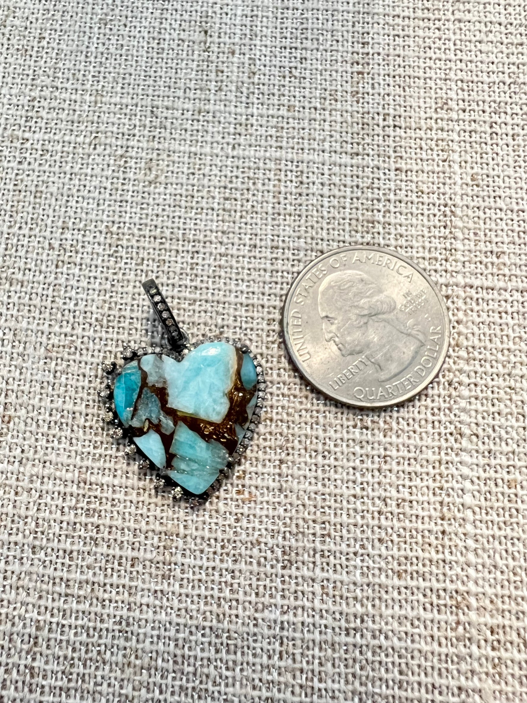 Rare Kingman Orange Turquoise Mohave Heart Pendants | Ulka Rocks