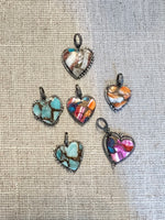 Rare Kingman Orange Turquoise Mohave Heart Pendants | Ulka Rocks