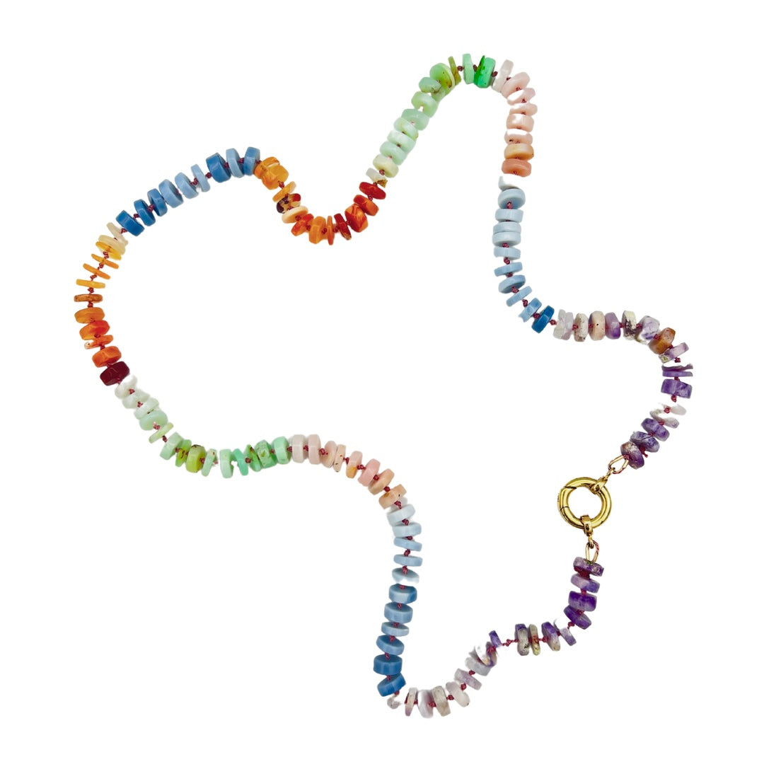 Helotes Prestige Collection - Fun Heshi Red Opal 20" Necklace with 14K Gold Clasp | Ulka Rocks