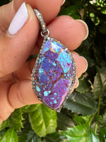 Diamond and Turquoise jewelry alternate angle showing natural stone variation