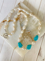 Blue Pearl and Sleeping Beauty Turquoise Necklace | Ulka Rocks