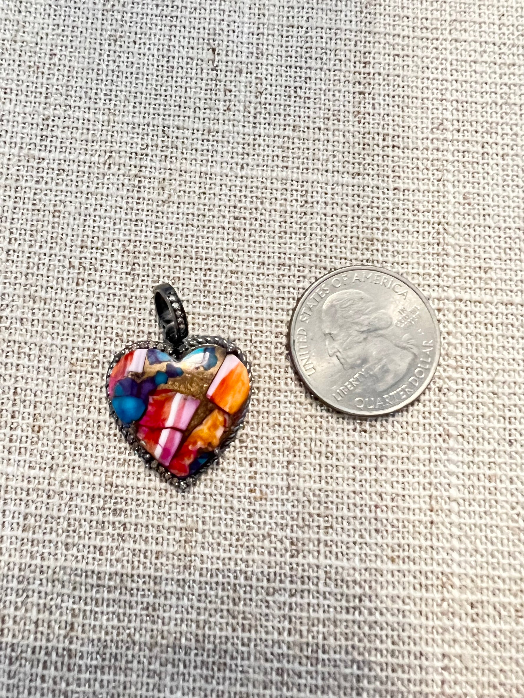 Rare Kingman Orange Turquoise Mohave Heart Pendants | Ulka Rocks