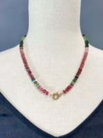Watermelon Pink Tourmaline 19" Necklace with 14K Gold Clasp | Ulka Rocks