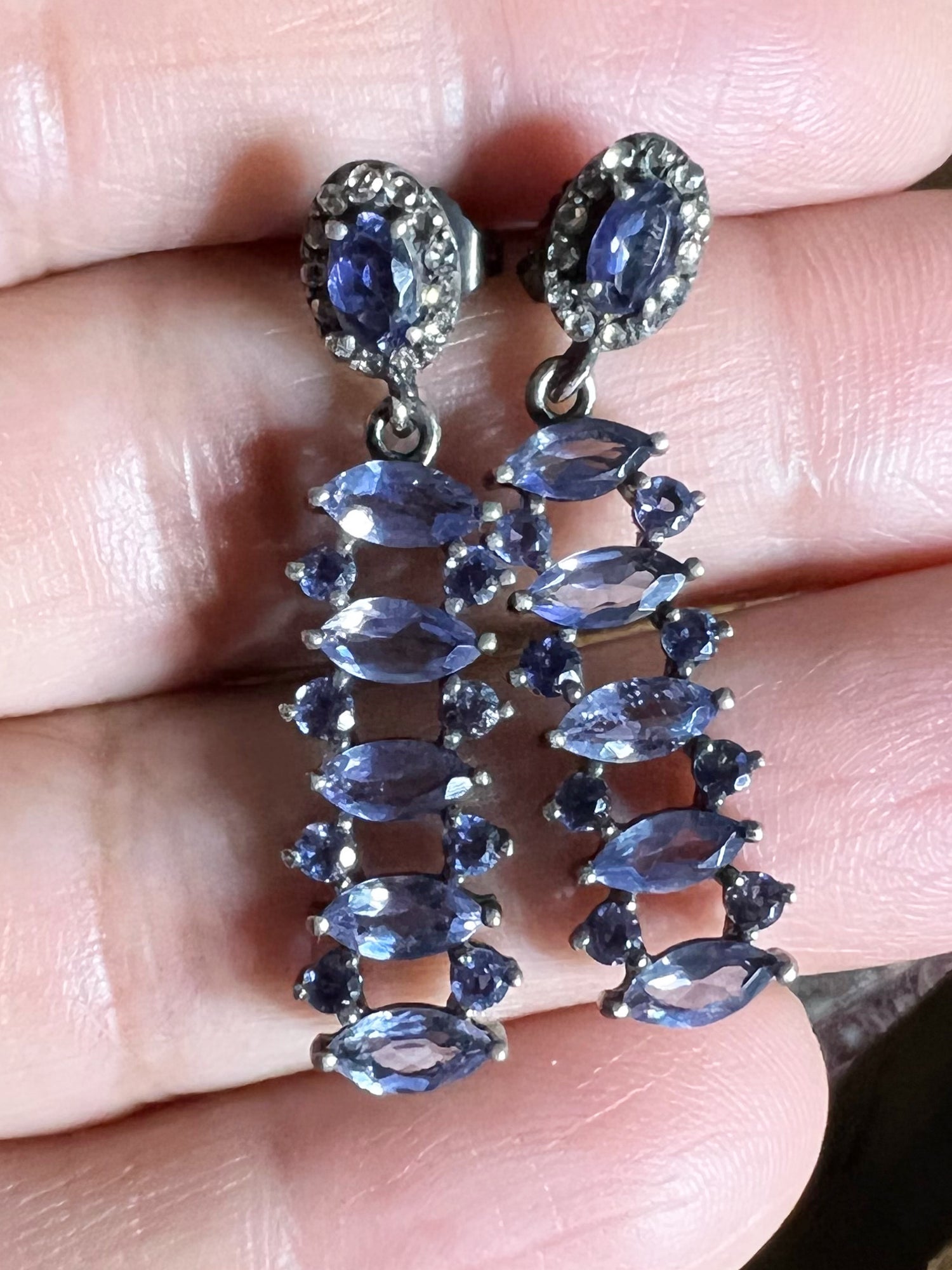 Purple Tanzanite Bar Earrings | Ulka Rocks