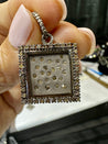 Matte silver and diamond slice pendants