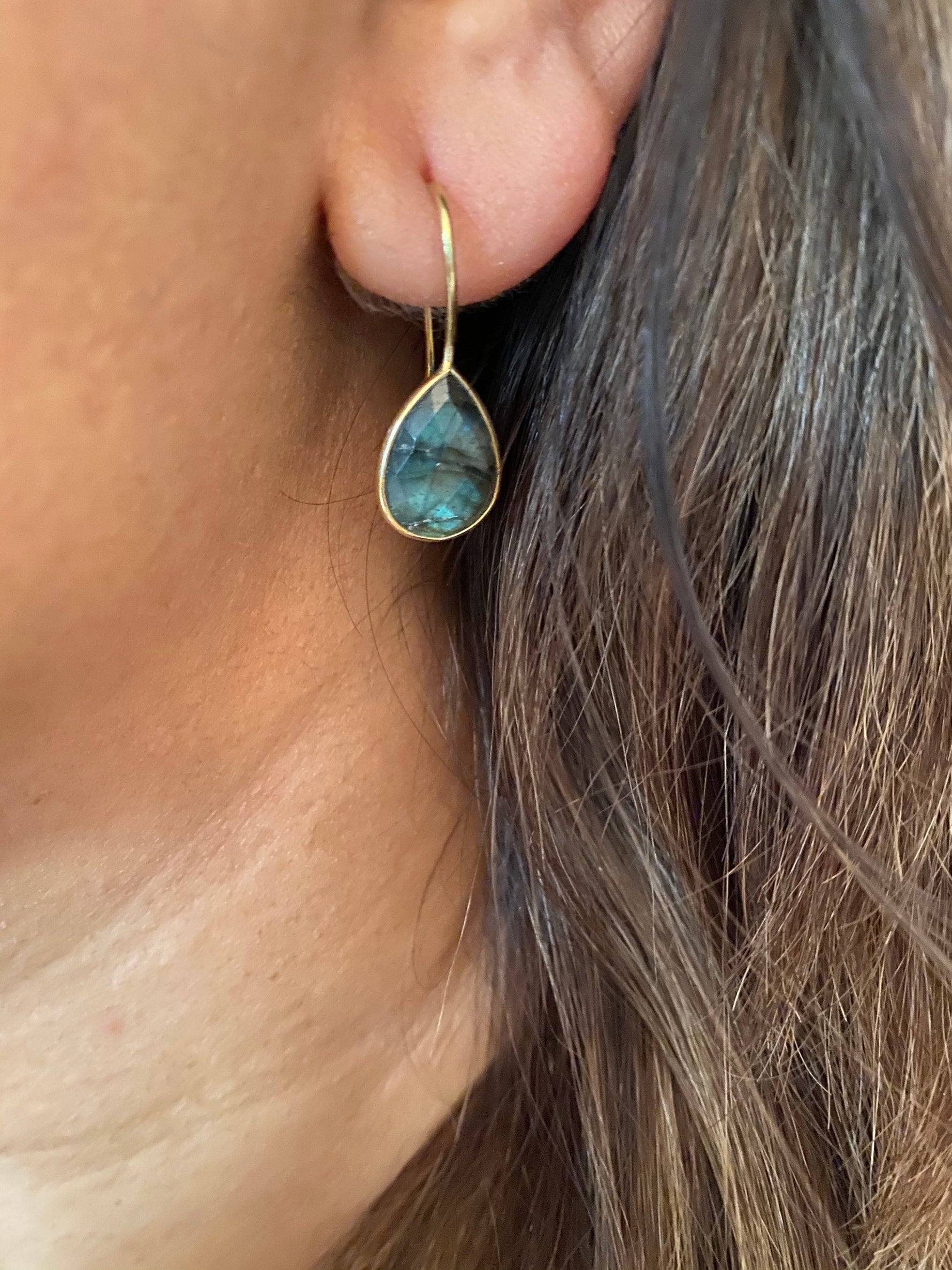 Gemstone Collection - Green Labradorite Earrings | Ulka Rocks