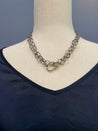 Roxton 36” Hammered Chain Pave Diamond Clasp Necklace
