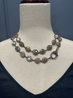 White Moonstone Bezel Necklace with Pave Diamond Clasp | Ulka Rocks