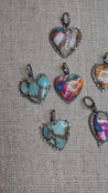 Rare Kingman Turquoise Mohave Heart Pendants