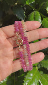 Helotes Prestige Collection - Pink and Champagne Sapphire 22” Necklace with 14k Clasp