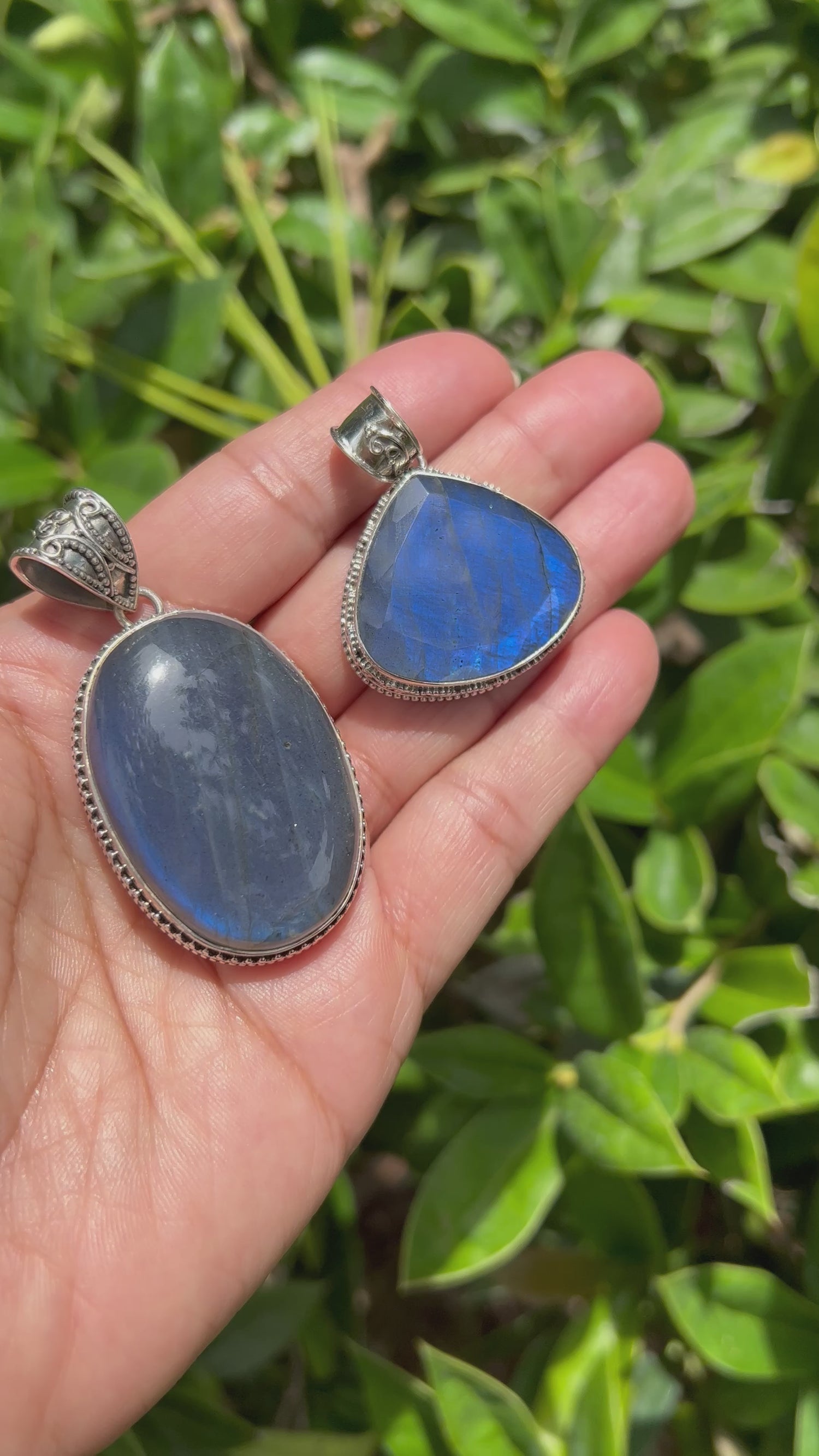 Sterling Silver Blue Labradorite Pendants | Coastal Luxe | Hidden Color