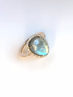 Diamond Gray Labradorite Ring in 14K Gold | Ulka Rocks