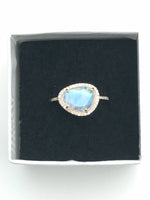 Diamond White Moonstone Ring in 14K Gold | Ulka Rocks