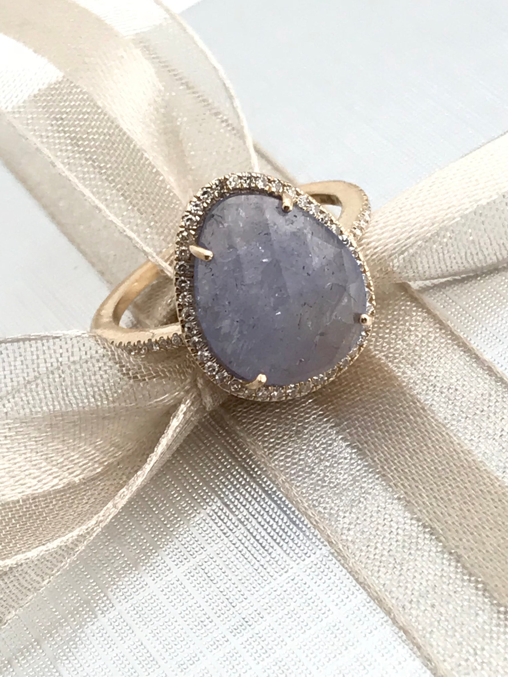 Diamond Purple Tanzanite Ring in 14K Gold | Ulka Rocks