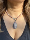 Mystic Sapphire Necklace and Porcelain Jasper Diamond Pendant