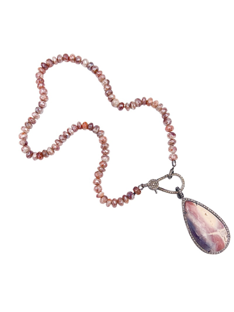 Mystic Sapphire Necklace and Porcelain Jasper Diamond Pendant | Ulka Rocks