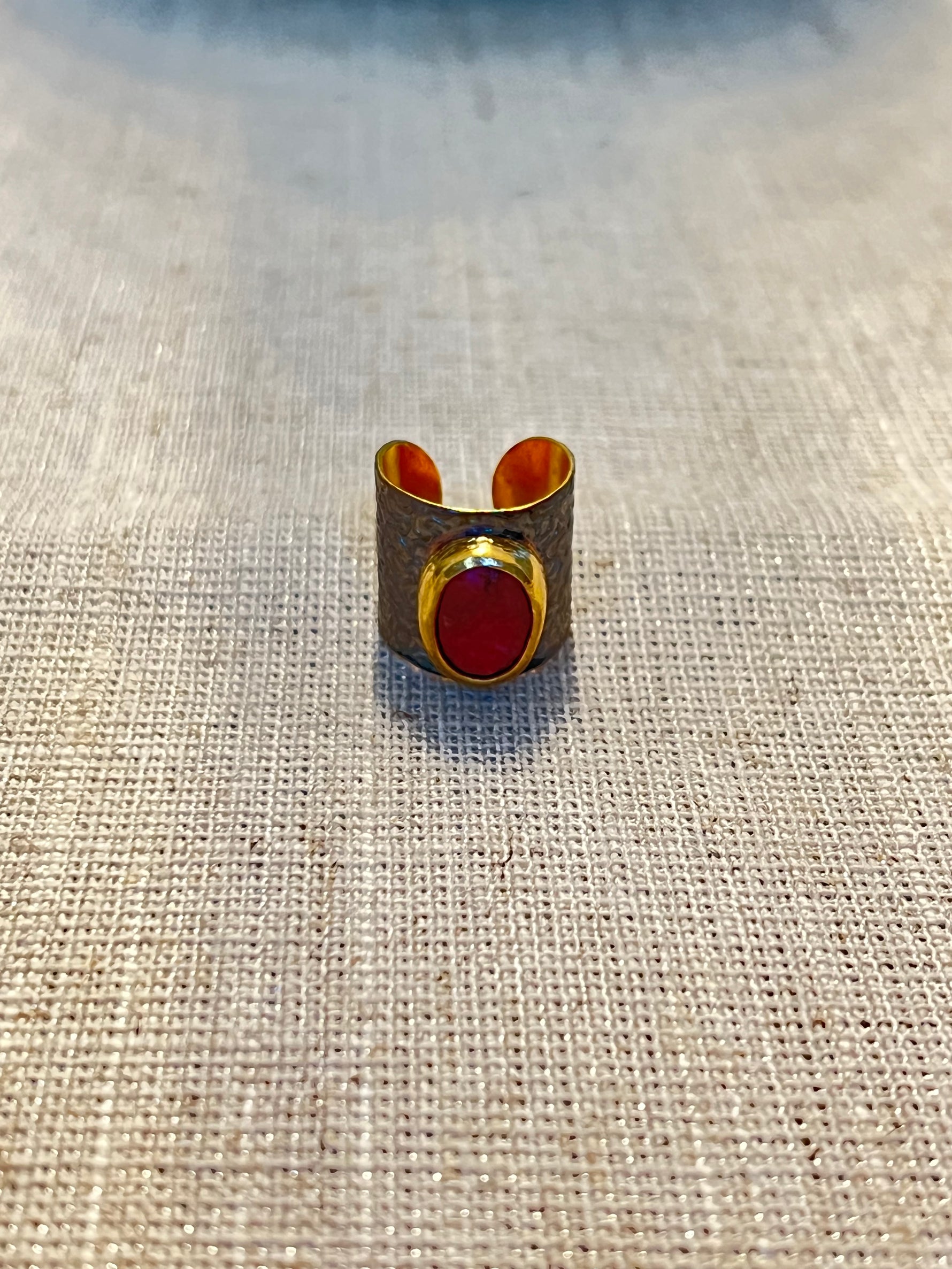 Red Ruby Gold-plated Ring | Ulka Rocks