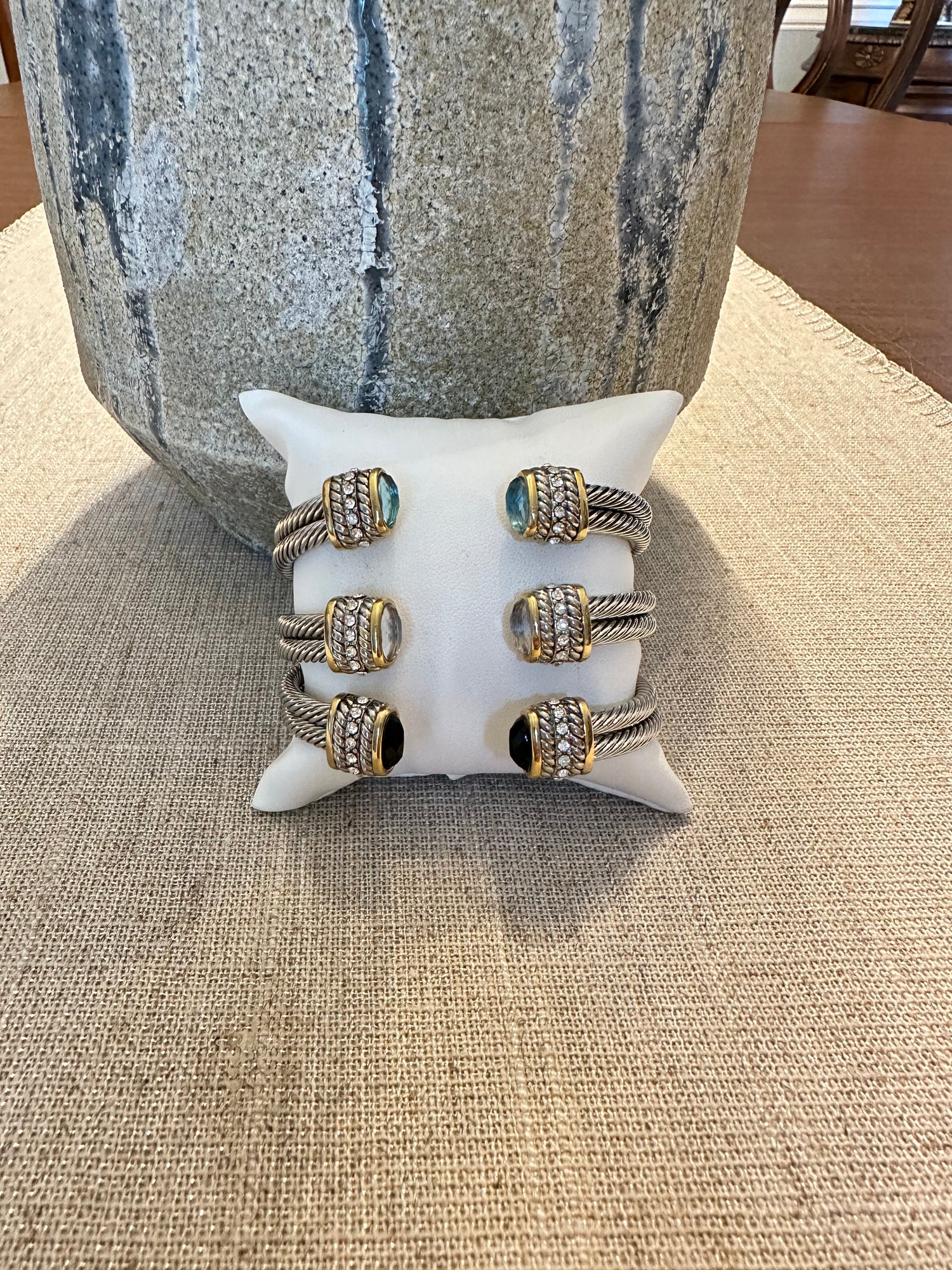 7" Aquamarine & Citrine Cuff | Ulka Rocks