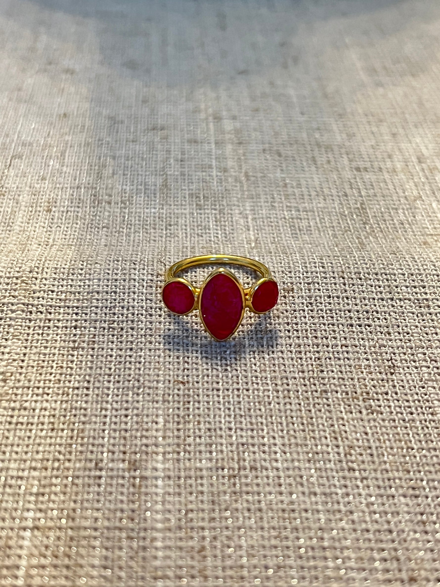 Red Ruby Gold-plated Ring | Ulka Rocks