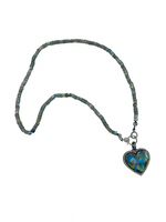 Labradorite Pipe Necklace Heart Diamond Pendant | Ulka Rocks
